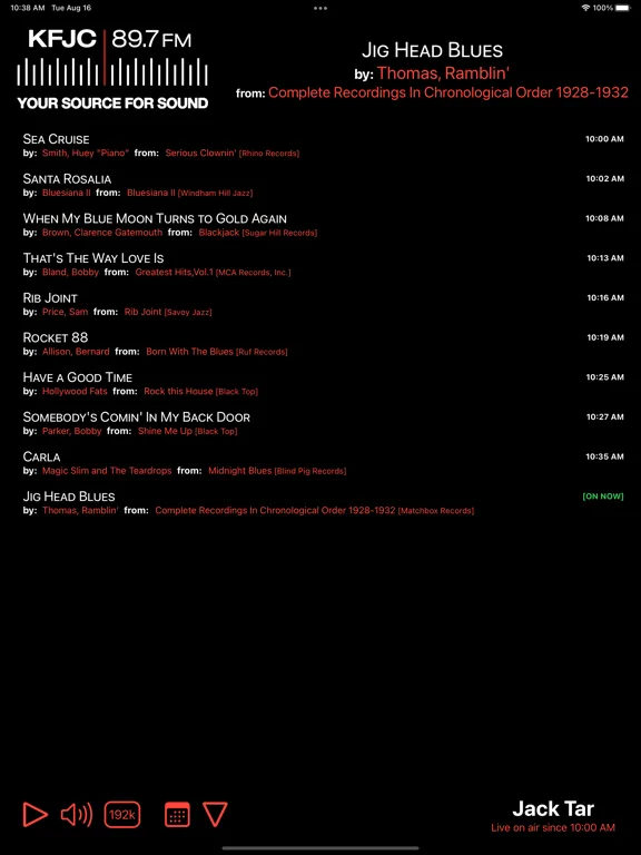 KFJC 89.7 FM iPad  스크린샷