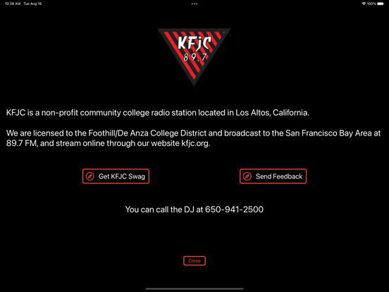 Capturas de tela do KFJC 89.7 FM iPad 