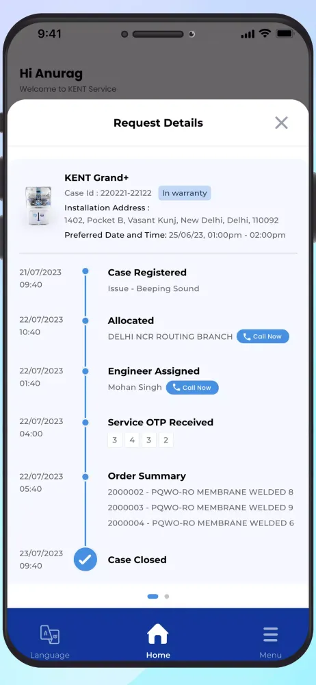 Kent Service App Screenshots