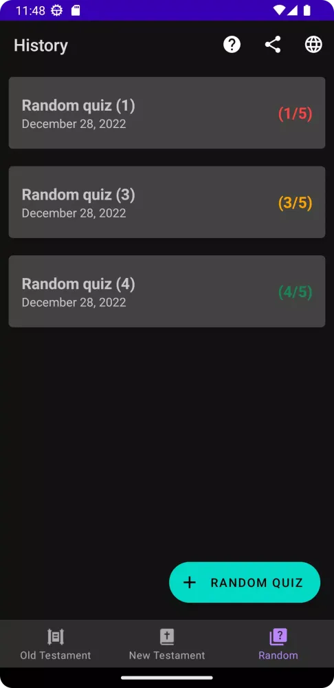 Bible Verse Quiz Screenshots