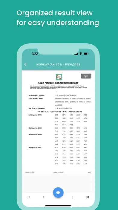 Captures d'écran de Kerala Lottery Result
