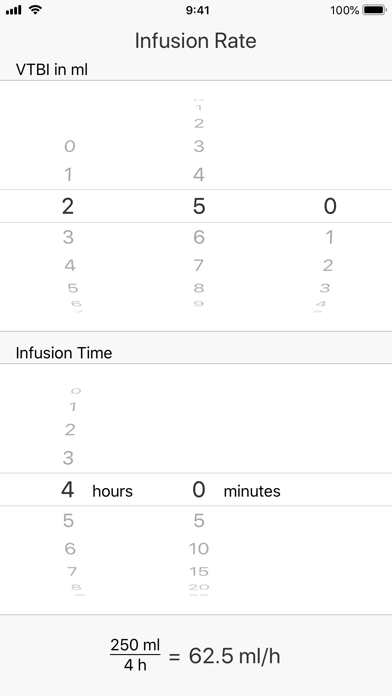 Infusion Rate Screenshots
