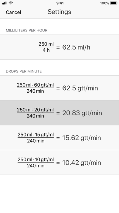 Infusion Rate Screenshots