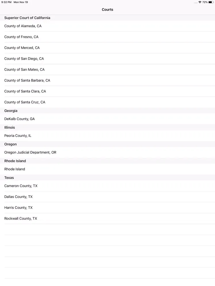 Tangkapan skrin Court Records iPad 