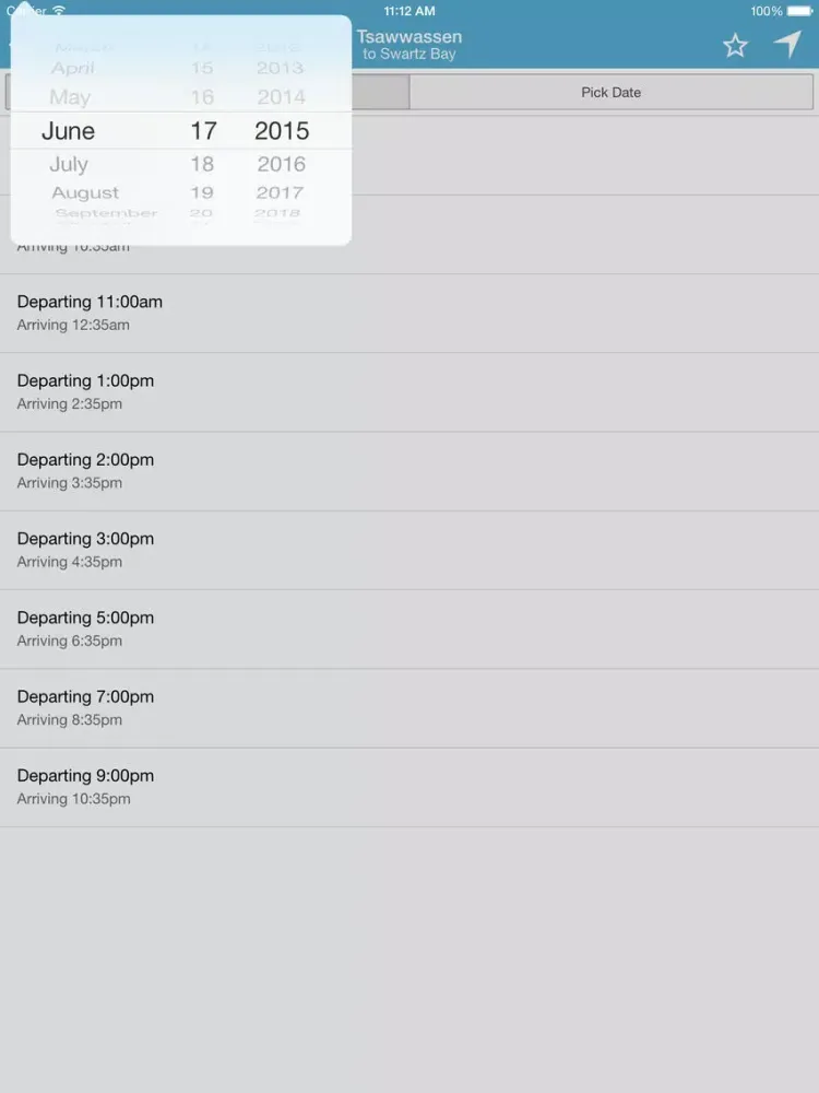 Ảnh chụp màn hình của Ferries+ iPad 