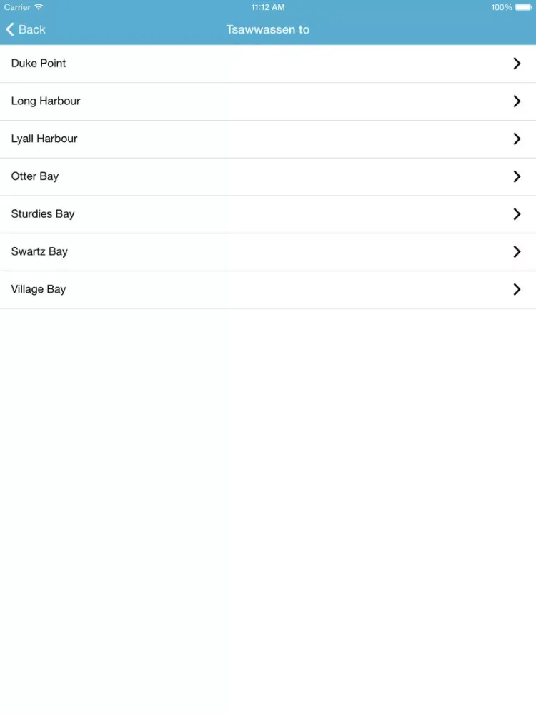 Ảnh chụp màn hình của Ferries+ iPad 