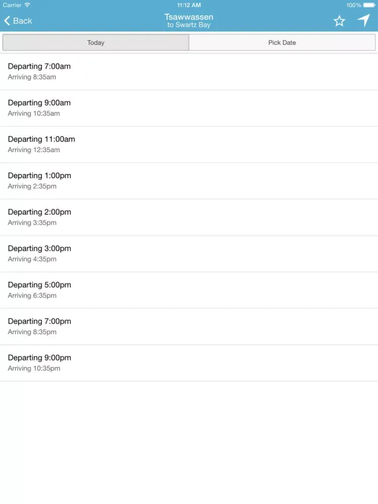Ảnh chụp màn hình của Ferries+ iPad 