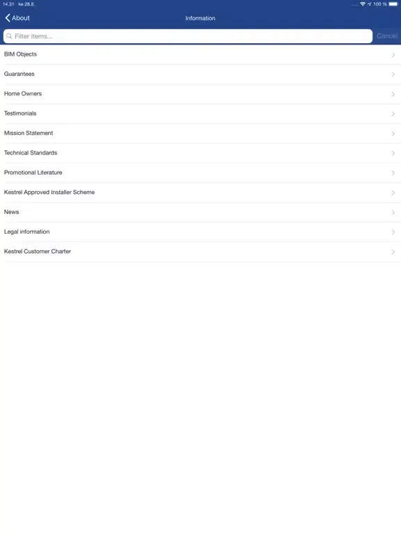 Скриншоты Kestrel Building Products iPad 