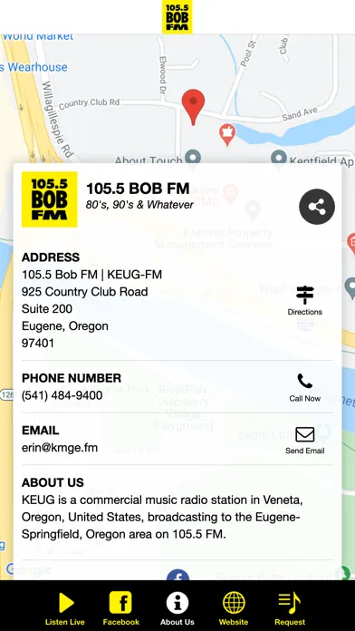 Ảnh chụp màn hình của 105.5 Bob FM