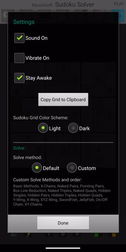 Tangkapan layar Sudoku Solver
