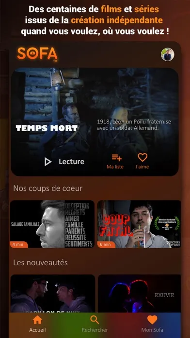 Capturas de tela do SOFA vod