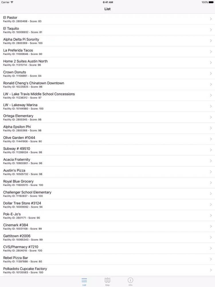 Austin Food Inspections - Texas Restaurant Scores iPad 應用截圖