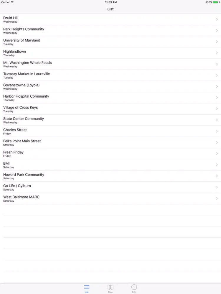 Baltimore Farmers Markets - Organic And Fresh Food iPad 应用截图