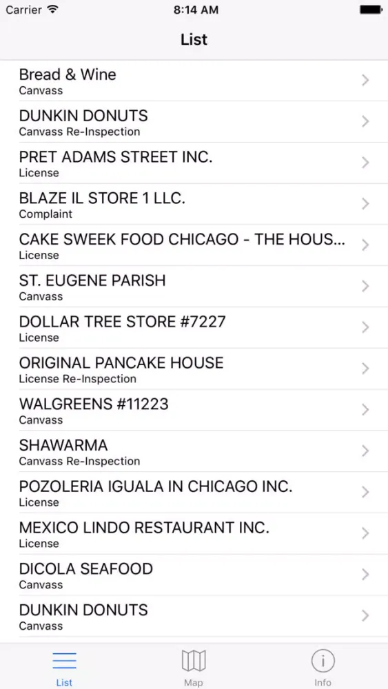 Zrzuty ekranu Chicago Food Inspections - Restaurant Insp. Scores
