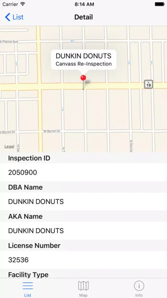 Zrzuty ekranu Chicago Food Inspections - Restaurant Insp. Scores