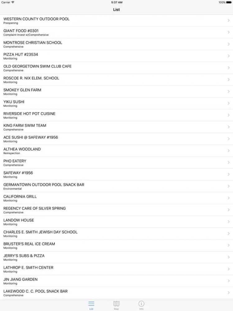 تصاویر Montgomery Food Inspections - Maryland County Food iPad 