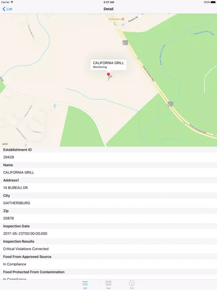 تصاویر Montgomery Food Inspections - Maryland County Food iPad 