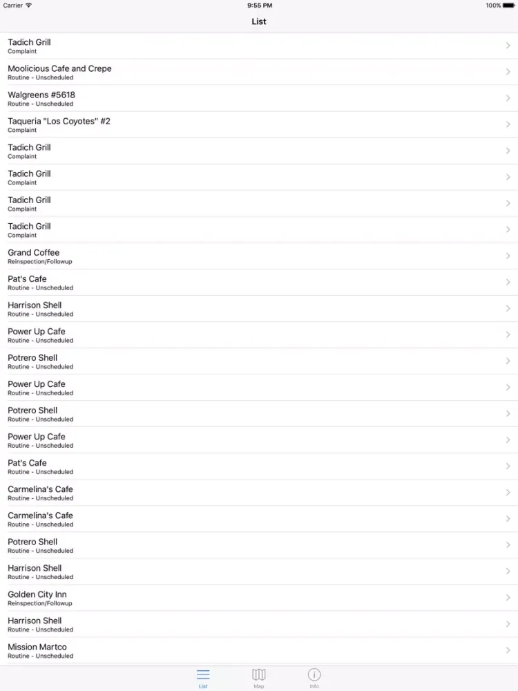 تصاویر San Francisco Food Inspections - California Health iPad 