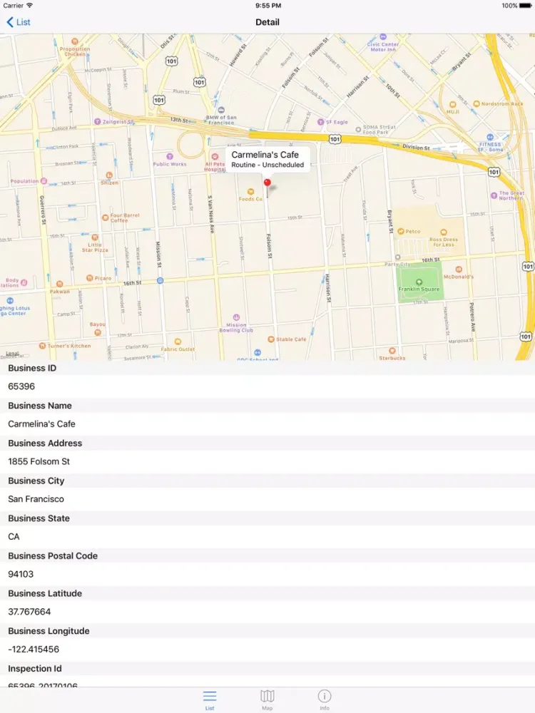 تصاویر San Francisco Food Inspections - California Health iPad 