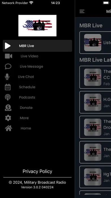 Ảnh chụp màn hình của MBR - Military Broadcast Radio