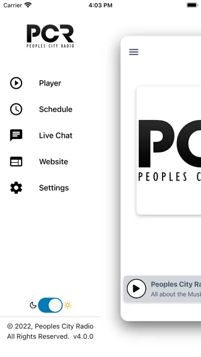 Capturas de tela do Peoples City Radio