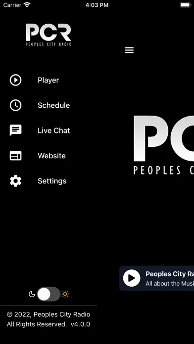 Capturas de tela do Peoples City Radio