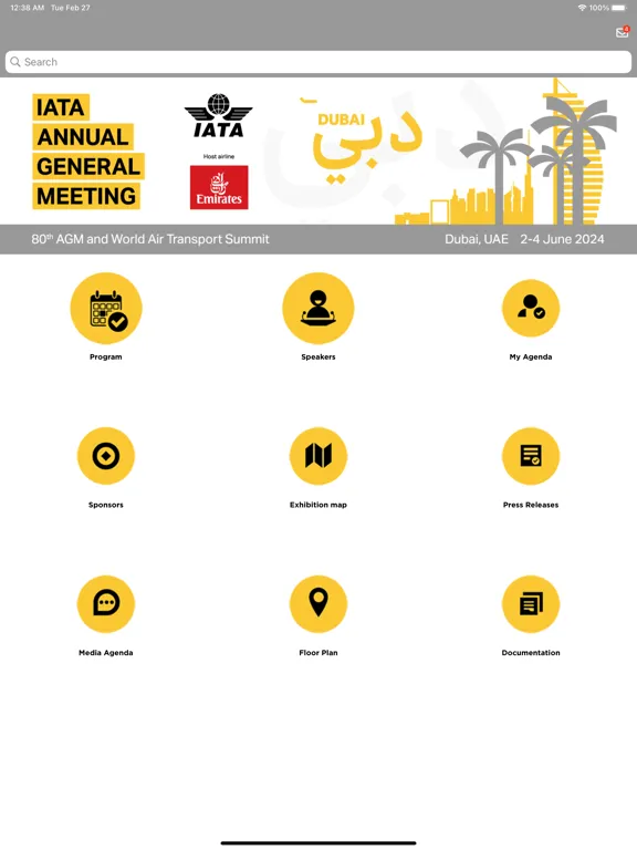 Ảnh chụp màn hình của IATA AGM 2024 iPad 