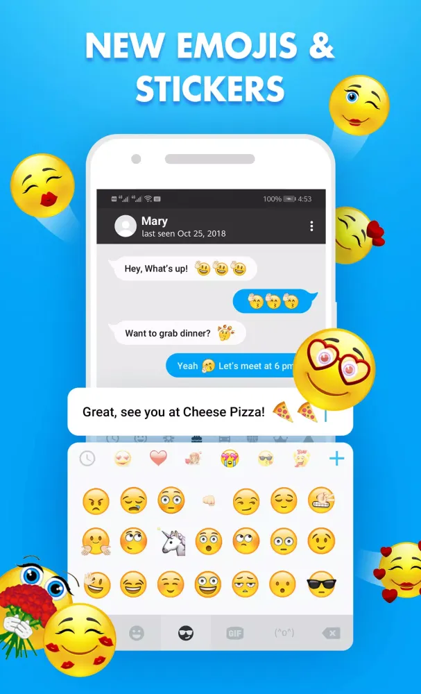 Capturas de tela do Emoji Keyboard