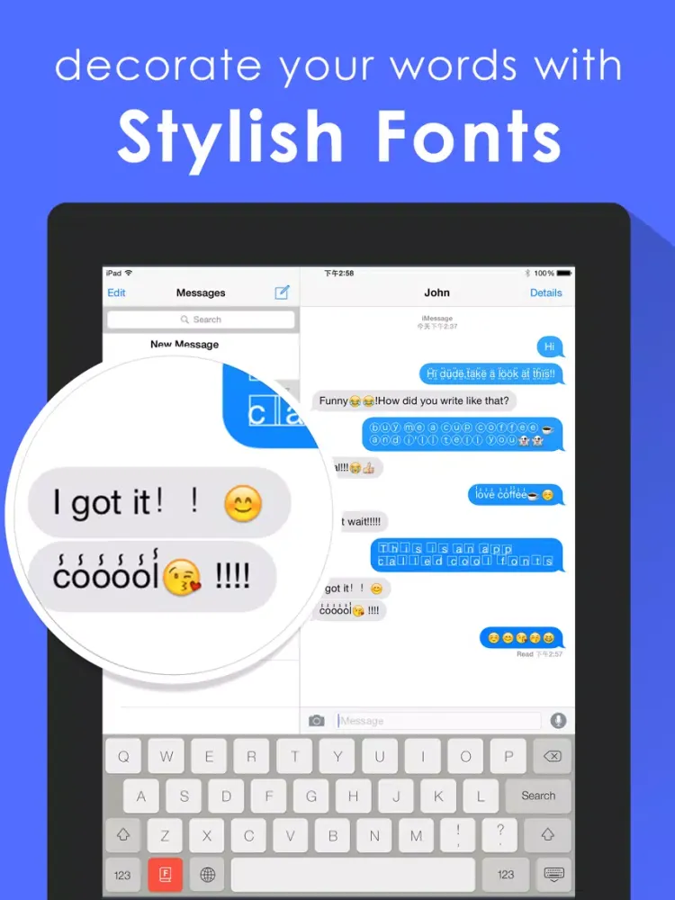 Zrzuty ekranu Cool Fonts Keyboard for iOS 8 - better fonts and cool text keyboard for iPhone, iPad, iPod iPad 