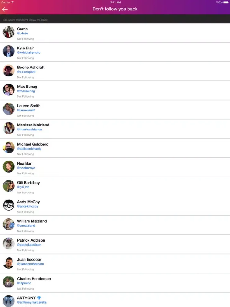 Capturas de tela do InstantReport: Followers Stats iPad 