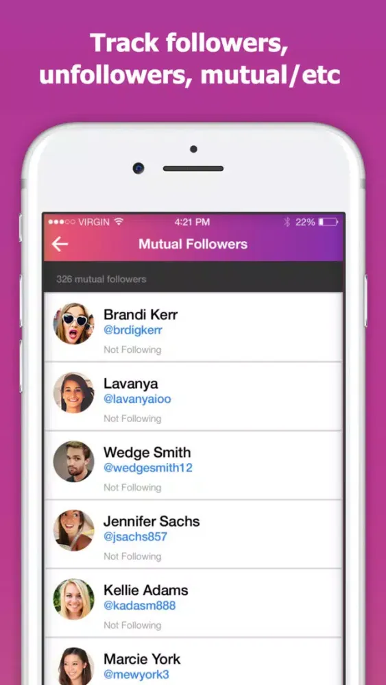 Capturas de tela do InstantReport: Followers Stats