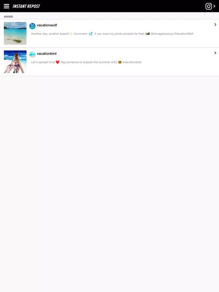 صور InstantRepost - Easily share iPad 