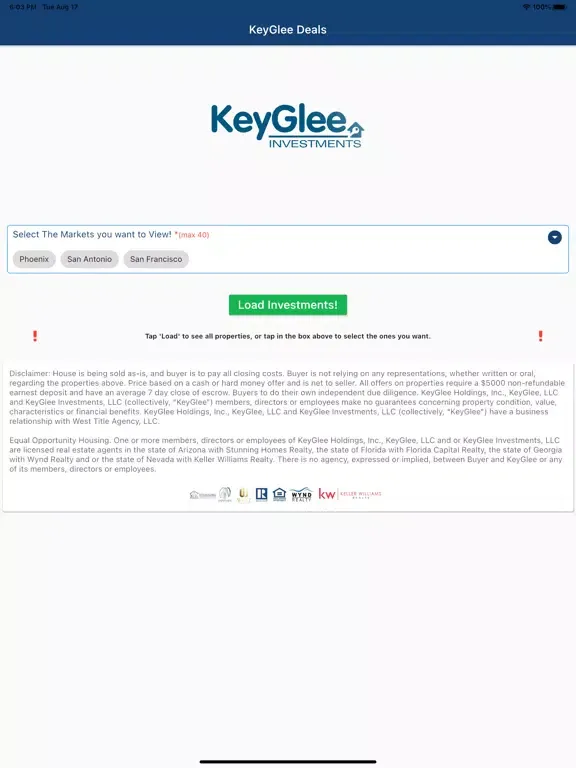 Capturas de tela do KeyGlee Deals iPad 