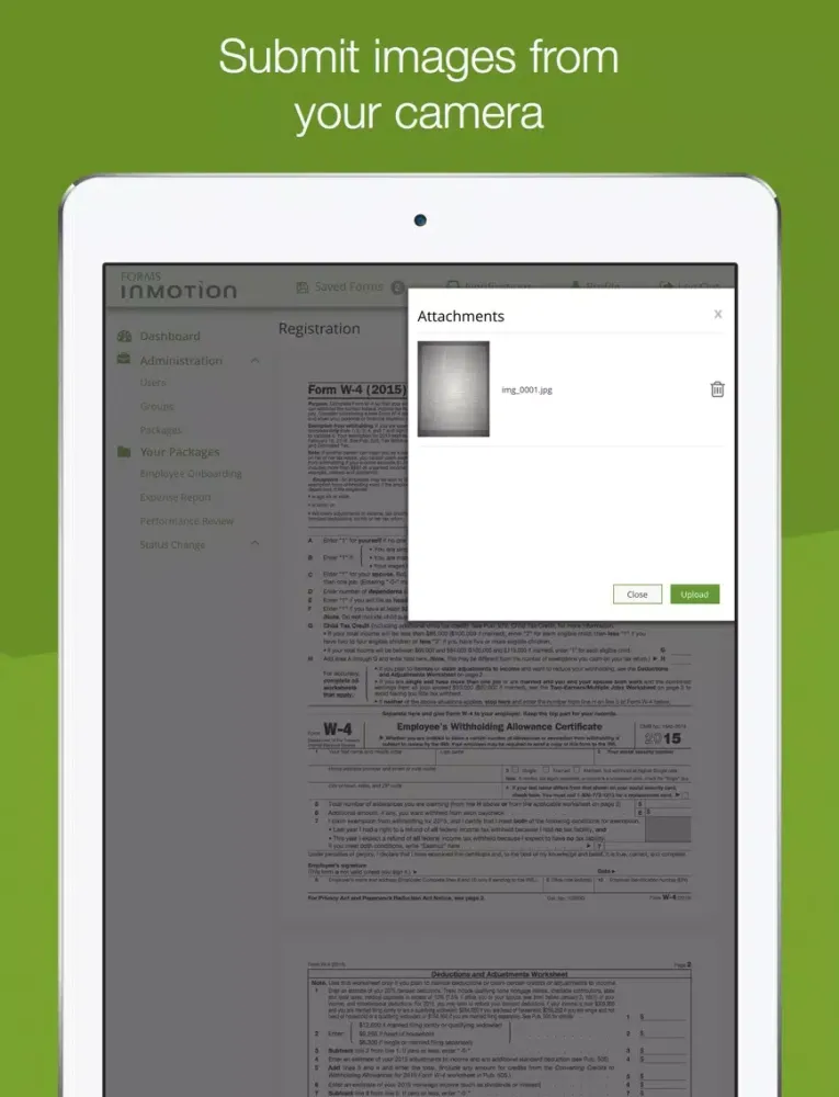 Capturas de tela do Forms InMotion iPad 