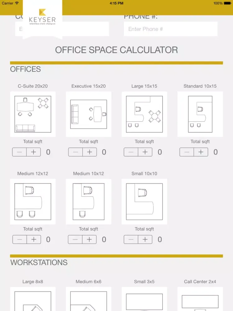 Capturas de pantalla de Keyser Office Space Calculator iPad 