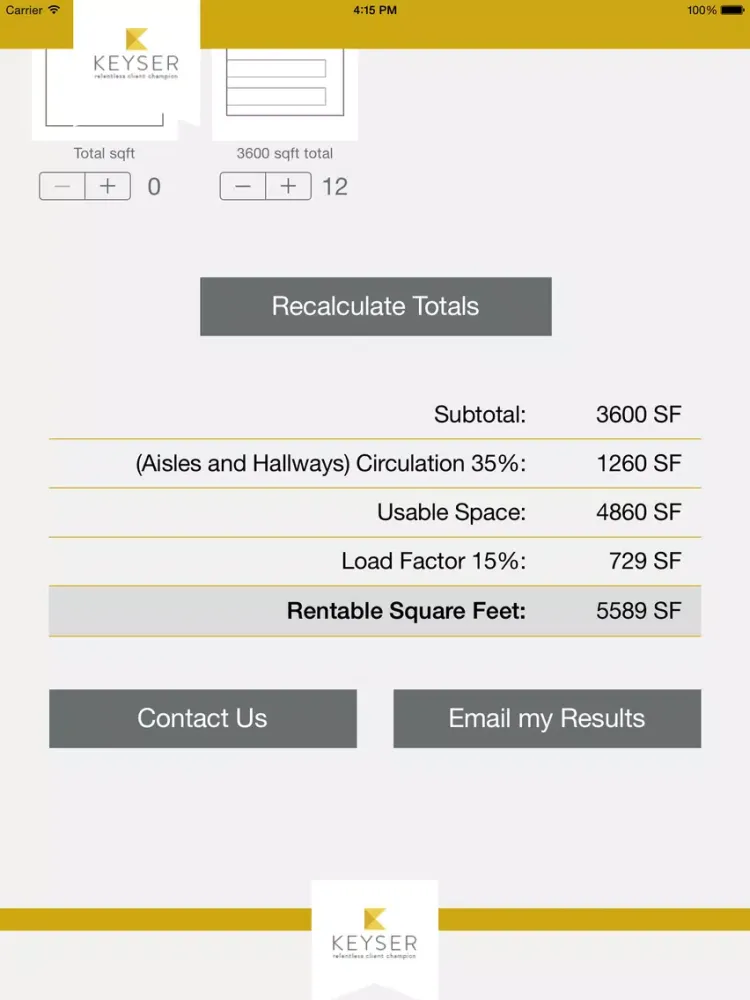 Capturas de pantalla de Keyser Office Space Calculator iPad 