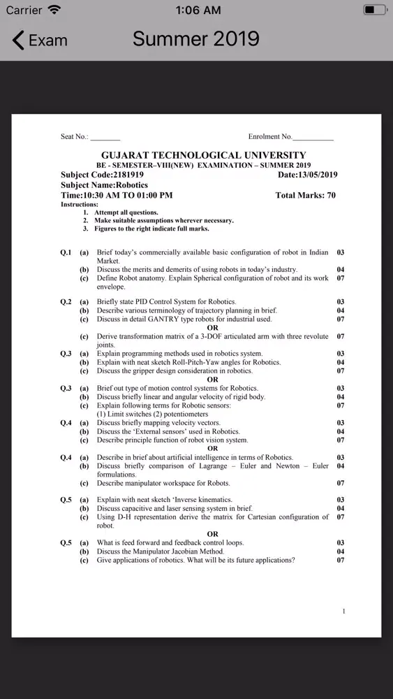 GTU ME Paper Screenshots