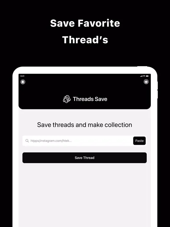 Capturas de tela do Save Thread Create collection iPad 