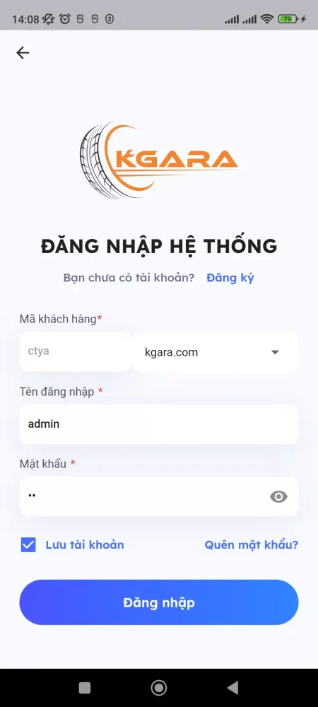 Screenshot di KGARA - Quản lý dịch vụ gara