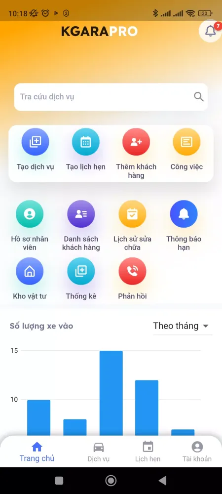 Screenshot di KGARA - Quản lý dịch vụ gara