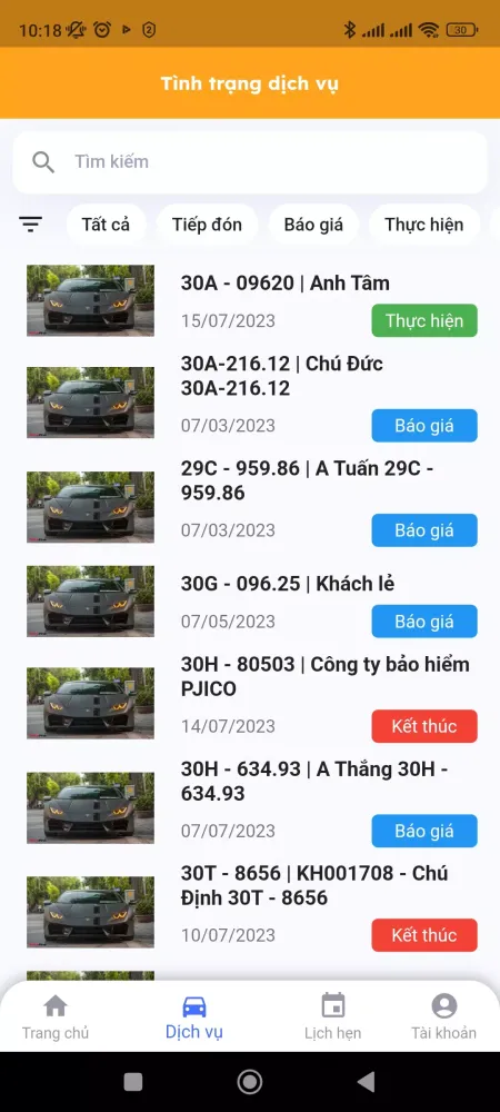 Screenshot di KGARA - Quản lý dịch vụ gara
