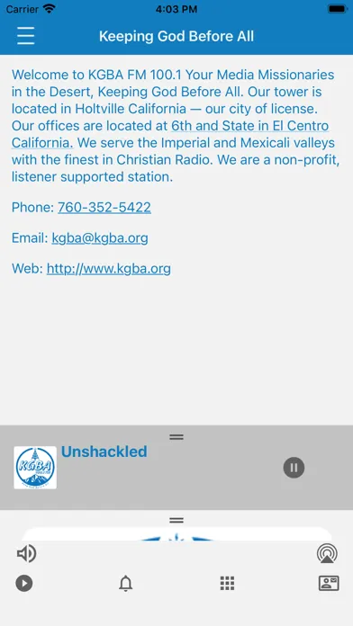 KGBA 100.1 FM Christian Radio Screenshots
