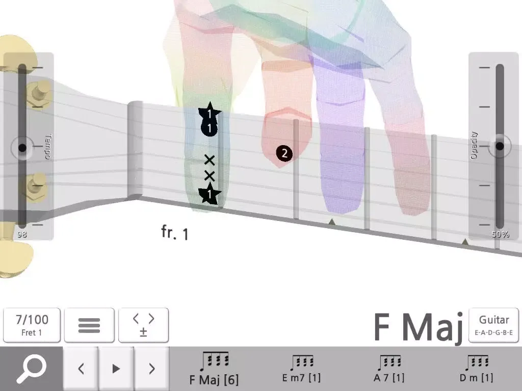 Awadon Chord 3D - Guitar, Ukulele and Guitalele 3D-Fingering Model iPad  스크린샷