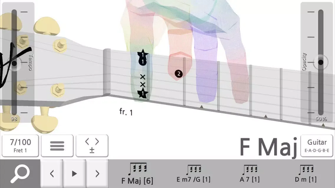 Awadon Chord 3D - Guitar, Ukulele and Guitalele 3D-Fingering Model 스크린샷