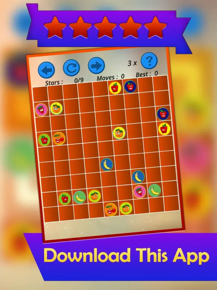 A Puzzle Game to Match & Connect - Draw Line between Same Pairs of Cartoon Fruits iPad  Ekran Görüntüleri