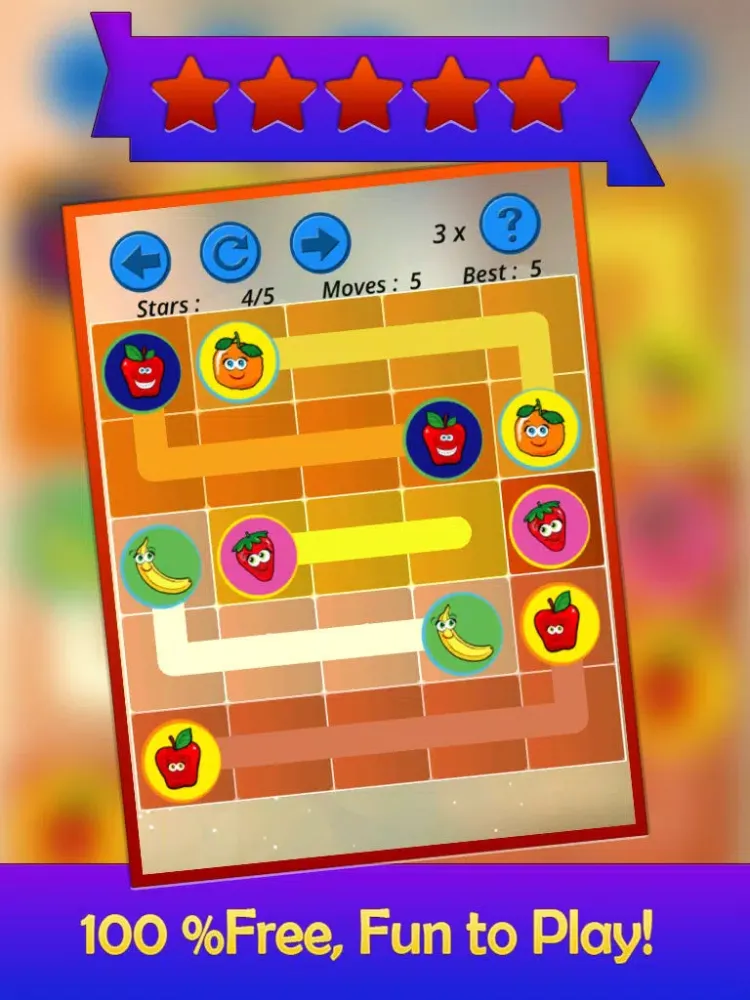A Puzzle Game to Match & Connect - Draw Line between Same Pairs of Cartoon Fruits iPad  Ekran Görüntüleri