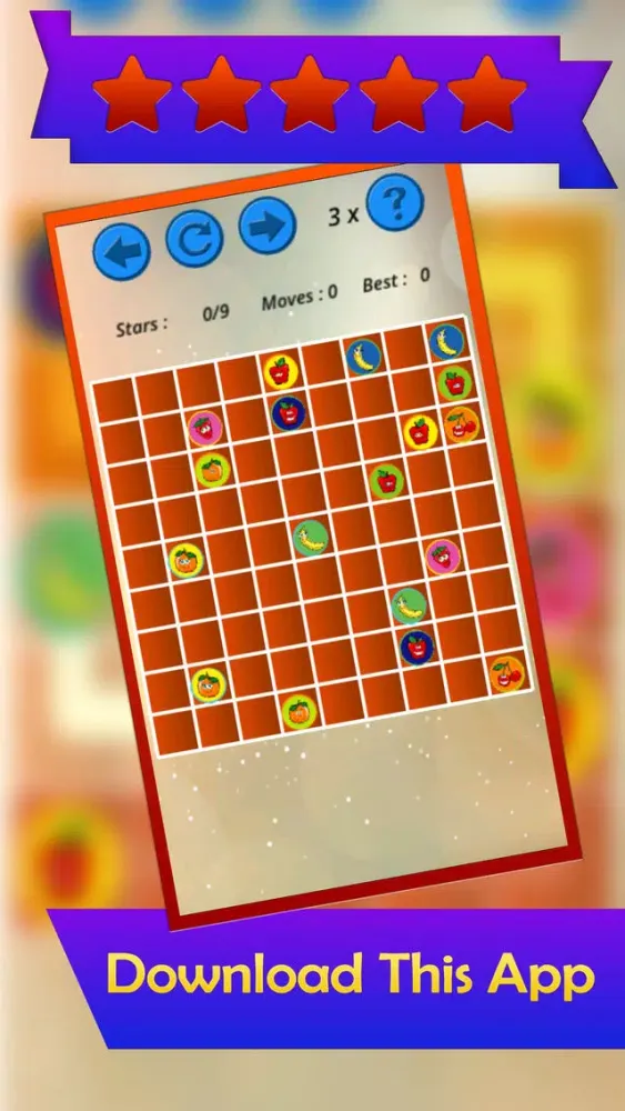 A Puzzle Game to Match & Connect - Draw Line between Same Pairs of Cartoon Fruits Ekran Görüntüleri