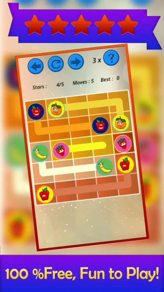 A Puzzle Game to Match & Connect - Draw Line between Same Pairs of Cartoon Fruits Ekran Görüntüleri