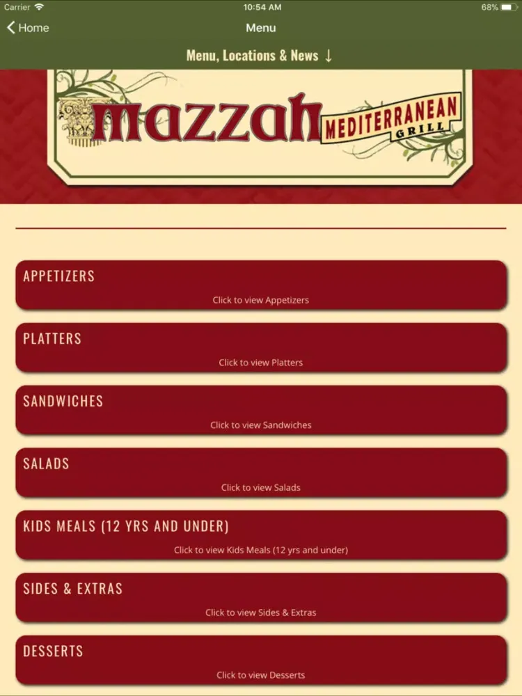 Tangkapan skrin Mazzah Mediterranean Grill iPad 
