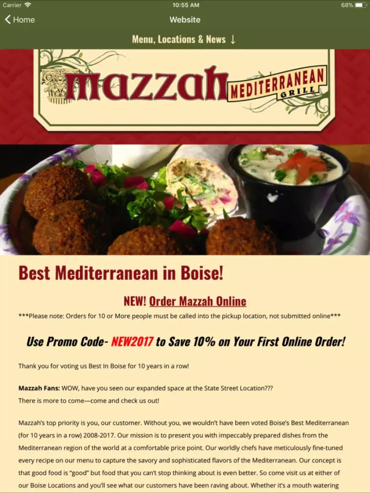 Tangkapan skrin Mazzah Mediterranean Grill iPad 